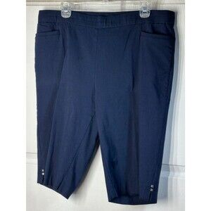 Sag Harbor Bermuda Short Women's 16W Navy Blue Pull-On Stretch 13in Inseam